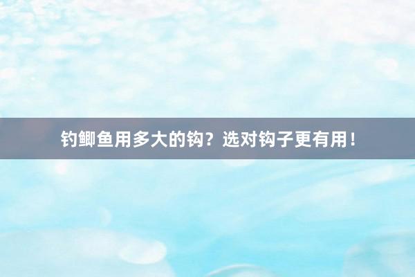 钓鲫鱼用多大的钩？选对钩子更有用！